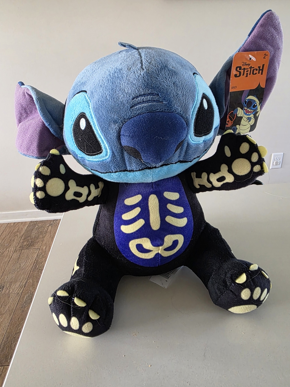 Disney Stitch Plush - Blue, Black and Purple Skeleton Design